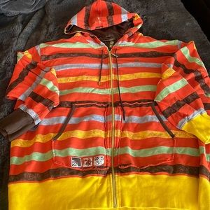 Rocawear men’s size 3XL multi color zip up hoodie jacket.